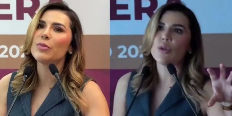 Marina del Pilar Ávila, gobernadora de Baja California, niega apagones y se va la luz en conferencia