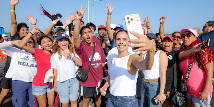 Ana Paty Peralta, inauguró el Puente Lagunar Nichupté junto a la Presidenta de México, Claudia Sheinbaum Pardo y la gobernadora, Mara Lezama