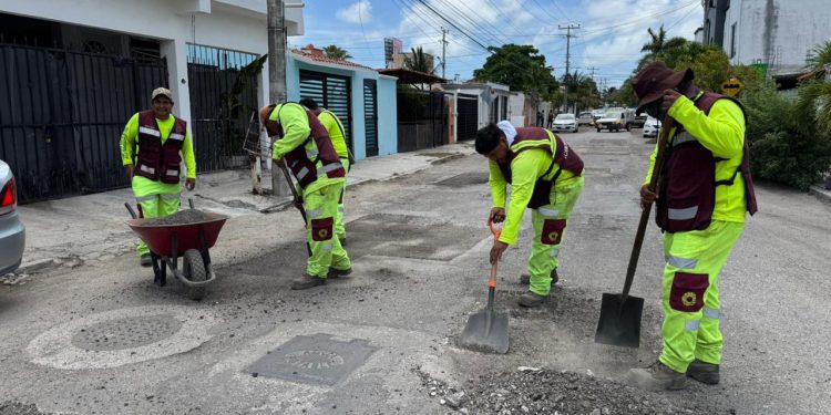 Dirección General de Servicios Públicos realiza el mantenimiento y rehabilitación de vialidades en la Supermanzana 93 de Cancún