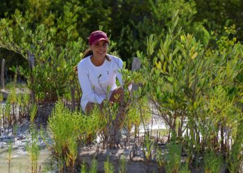 Ana Paty Peralta recorre el polígono 1 del APFF Manglares de Nichupté