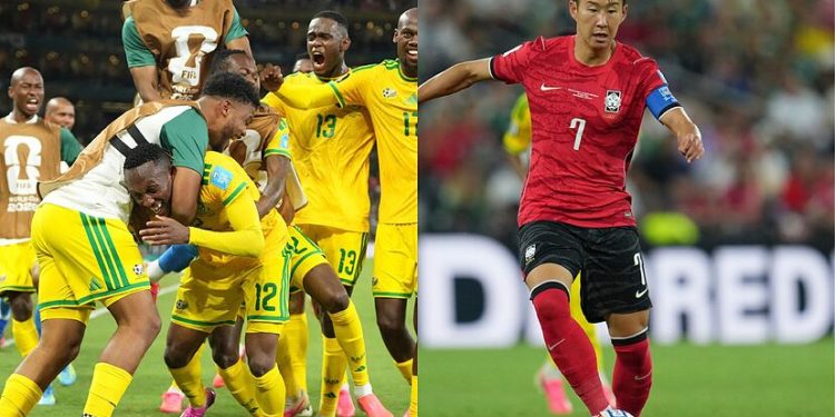 Jugadores de Sudáfrica celebran la histórica clasificación a la ronda eliminatoria del Mundial 2026