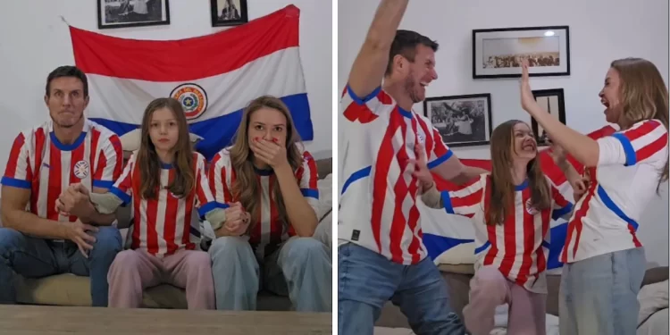 Dallys Ferreira celebra la clasificación de Paraguay en el Mundial