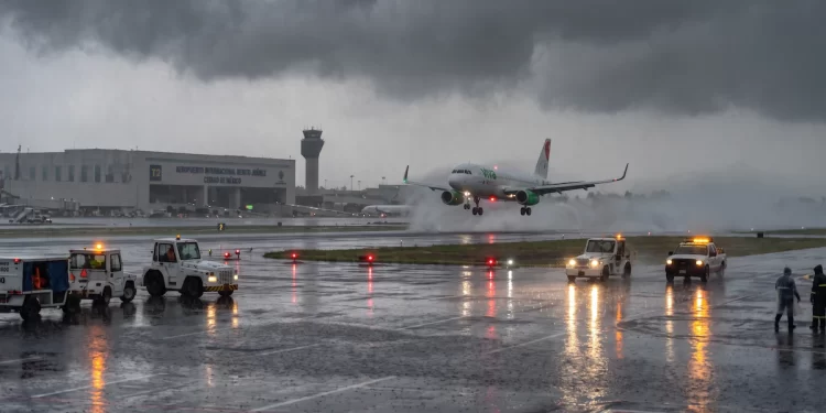 Restricción en operaciones del AICM por lluvias en CDMX