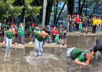 Aficionado cobra 100 pesos por cruzar charco de agua tira a pasajero en la CDMX