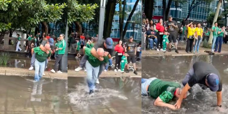Aficionado cobra 100 pesos por cruzar charco de agua tira a pasajero en la CDMX