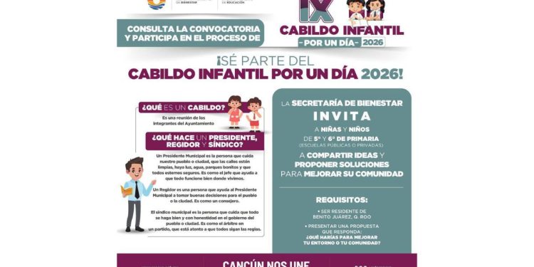 Anuncian elección del Cabildo Infantil por un Día 2026 en Cancún
