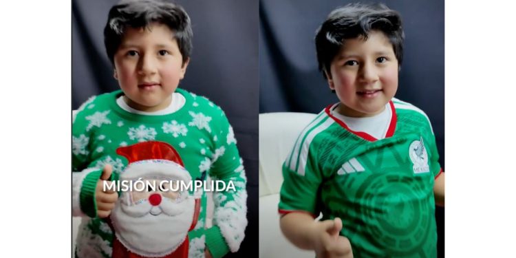 Encuentran a Santi, el niño viral del suéter navideño y fan de la Selección Mexicana