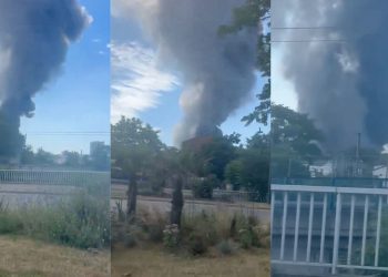 Incendio consume almacén en Vignes, Bobigni, Francia