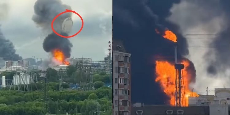 Ucrania lanza ataque masivo con drones contra Moscu y provoca incendios en una refineria rusa