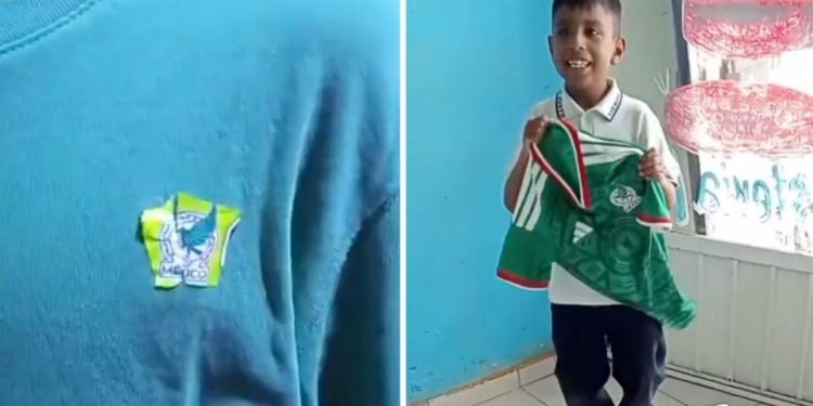 Niño recibe jersey oficial tras conmover a la afición con su ingeniosa playera del Tri