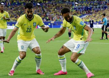 Vinícius Júnior celebra uno de sus goles ante Escocia en el Mundial 2026