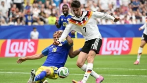 Acción de juego entre Alemania y Curazao durante uno de los partidos con mayor diferencia de goles del Mundial 2026.
