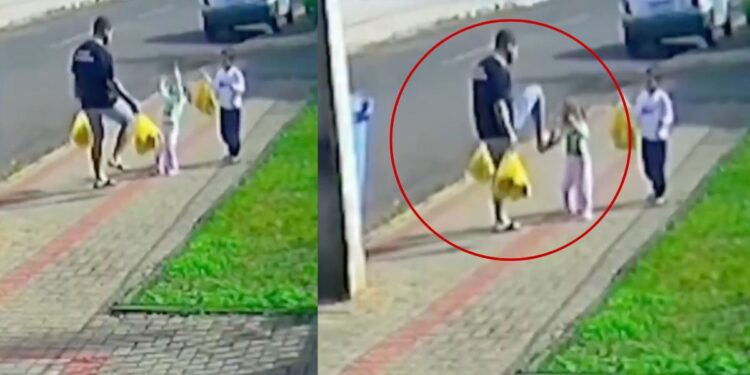 Captan a hombre pateando el rostro de su pequeña hija de 3 años en Brasil