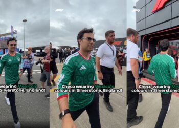 Checo Pérez llega a Silverstone con playera de la Selección Mexicana a horas del partido de México vs Inglaterra