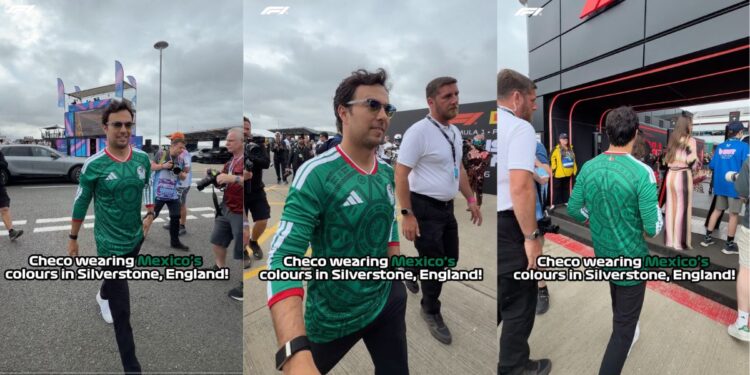 Checo Pérez llega a Silverstone con playera de la Selección Mexicana a horas del partido de México vs Inglaterra