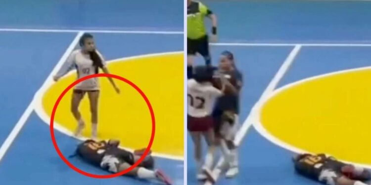 Futbolista patea dos veces a su rival en la cabeza y provoca pelea campal en pleno partido
