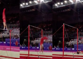 Gimnasta sufre fuerte caída en vivo durante los Juegos de la Commonwealth 2026