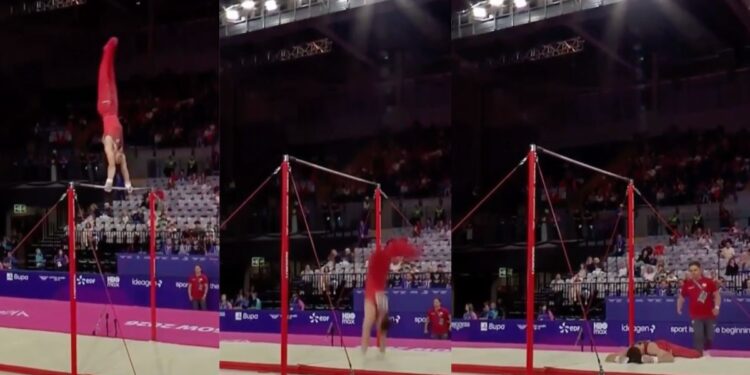 Gimnasta sufre fuerte caída en vivo durante los Juegos de la Commonwealth 2026
