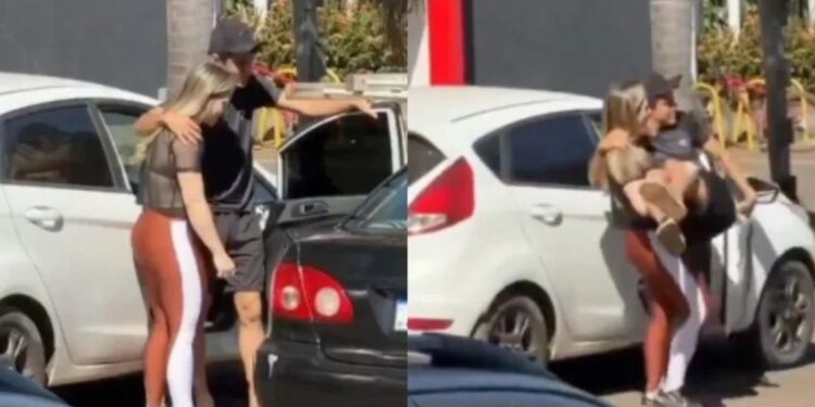Hombre se fractura el pie y novia lo carga en sus brazos y se hace viral
