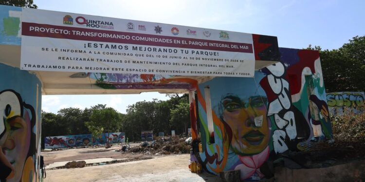 Servicios Públicos, realizó jornada de limpieza en el el Parque Integral del Mar de la Supermanzana 94 de Cancún