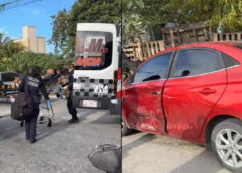 Fuerte accidente deja a dos motociclistas lesionados de gravedad en Cancún
