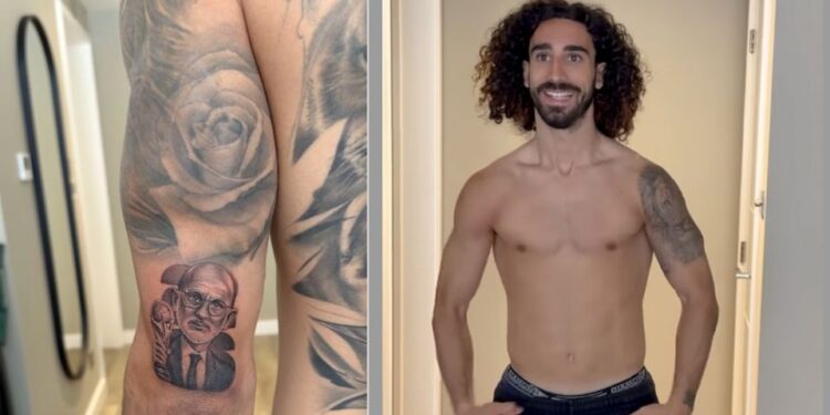 Marc Cucurella cumple promesa y se tatúa el rostro de Luis de la Fuente tras ganar el Mundial