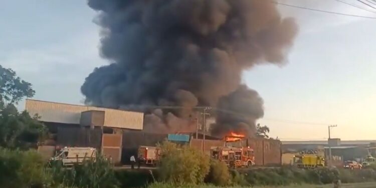 Video: Incendio consume fábrica en Morelia; tres empresas más resultan afectadas