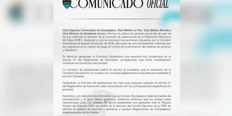 Cancún FC y cuatro clubes llevan al TAS lucha por ascenso y descenso