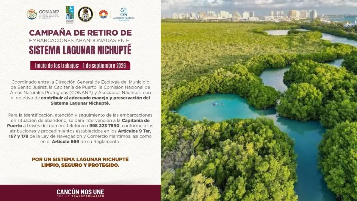 Como se reportaran las embarcaciones abandonadas de la Laguna Nichupte