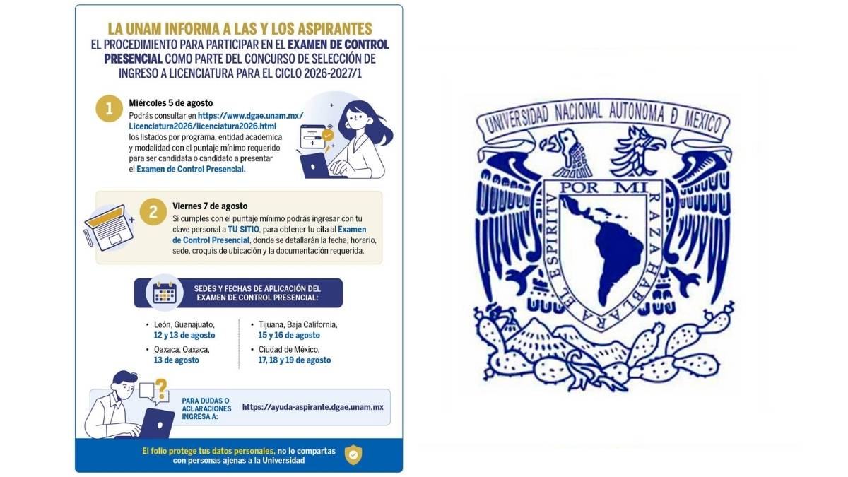 Fechas del examen de control de la UNAM