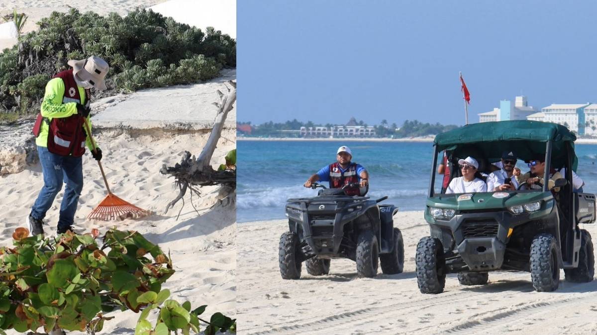 Retiran sargazo y realizan mantenimiento integral de playas de Cancun