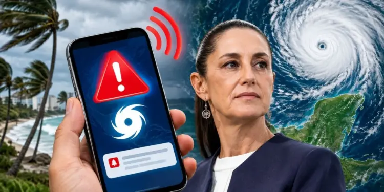 Alerta de huracanes llegara a celulares Sheinbaum anuncia nuevo sistema de proteccion en Mexico