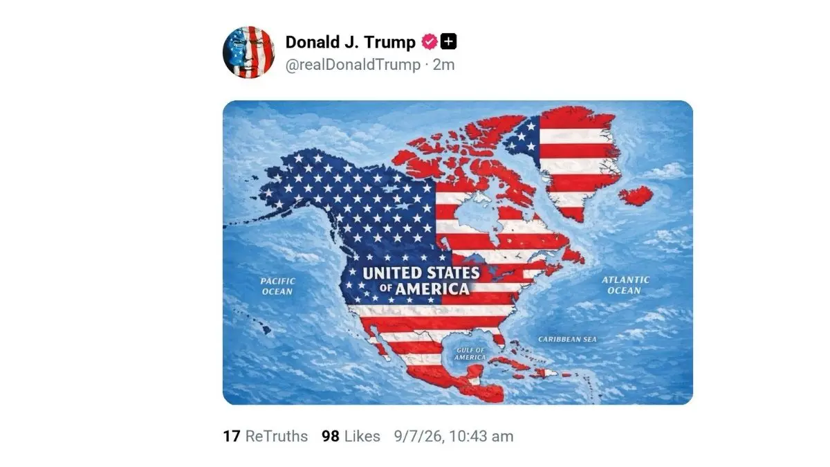 Que muestra el mapa de Norteamerica publicado por Donald Trump