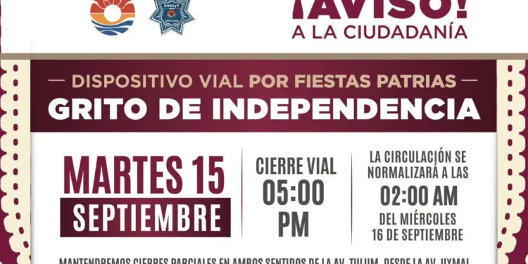 Anuncia Ayuntamiento de BJ dispositivo vial por Fiestas Patrias