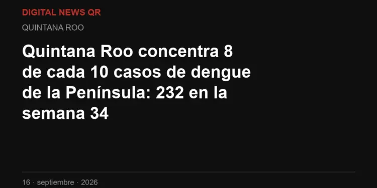 Quintana Roo concentra 8 de cada 10 casos de dengue de la Península: 232 en la semana 34