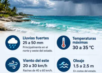Pronóstico del tiempo en Quintana Roo: lluvias y oleaje de hasta 2.5 m